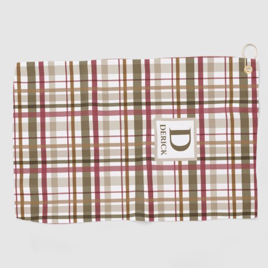 Serviette De Golf Monogramme Tartan classique (Horizontal)