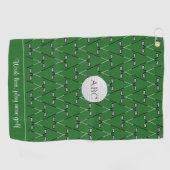 Serviette De Golf Monogramme texte personnalisé à motif vert (Horizontal)