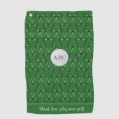 Serviette De Golf Monogramme texte personnalisé à motif vert (Devant)