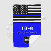 Serviette De Golf Monogramme [Thin Blue Line} Policier 10-6 (En situation)