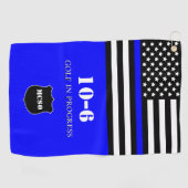 Serviette De Golf Monogramme [Thin Blue Line} Policier 10-6 (Horizontal)