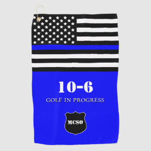 Serviette De Golf Monogramme [Thin Blue Line} Policier 10-6