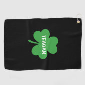 Serviette De Golf Monogramme Trèfle Chanceux Shamrock (Horizontal)