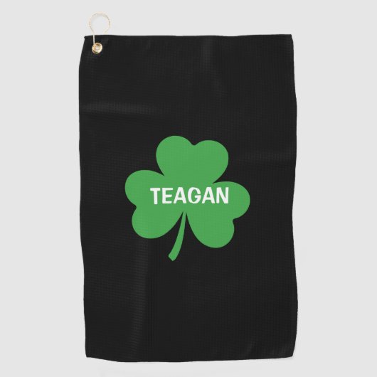 Serviette De Golf Monogramme Trèfle Chanceux Shamrock (Devant)
