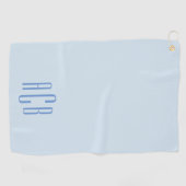 Serviette De Golf Monogramme trois lettres bleu moderne (Horizontal)
