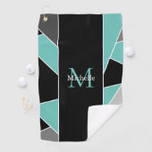 Serviette De Golf Monogramme turquoise Abstrait (En situation)