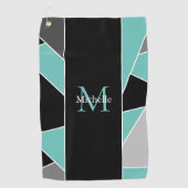 Serviette De Golf Monogramme turquoise Abstrait (Devant)