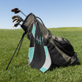 Serviette De Golf Monogramme turquoise Abstrait (Vert)