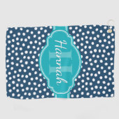 Serviette De Golf Monogramme Turquoise de Motif à pointes blanches d (Horizontal)