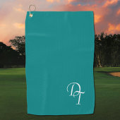 Serviette De Golf Monogramme - turquoise solide