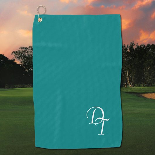 Serviette De Golf Monogramme - turquoise solide