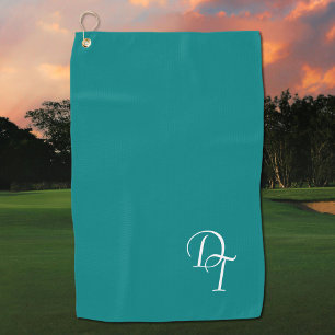 Serviette De Golf Monogramme - turquoise solide