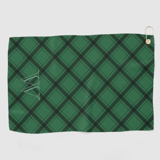 Serviette De Golf Monogramme vert noir en plaie (Horizontal)