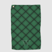 Serviette De Golf Monogramme vert noir en plaie (Devant)