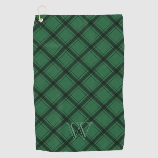 Serviette De Golf Monogramme vert noir en plaie (Devant)
