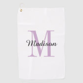 Serviette De Golf Monogramme violet initial et nom personnalisé (Devant)