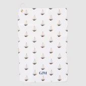 Serviette De Golf Monogramme Voile lisse Nautique Plante Côtière (Devant)