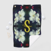 Serviette De Golf Monogramme Votre Nom Initial Clématite Art Floral (En situation)
