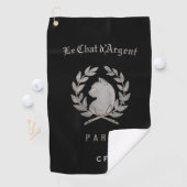 Serviette de golf monogrammée Le Chat d'Argent (En situation)