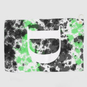 Serviette de golf monogrammée verte et noire à écl (Horizontal)