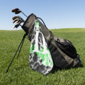Serviette de golf monogrammée verte et noire à écl (Vert)