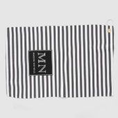 Serviette De Golf Monogrammes minimaux, gris et blancs (Horizontal)