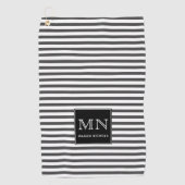 Serviette De Golf Monogrammes minimaux, gris et blancs (Devant)