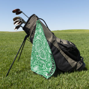 Serviette De Golf Monographie de motif Paisley vintage blanc et vert