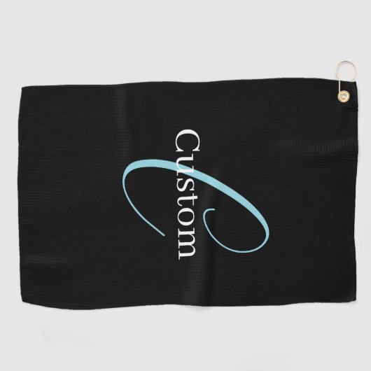 Serviette De Golf Monographie de script cursive modifiable noir bleu (Horizontal)