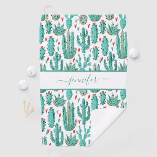 Serviette De Golf Monographie du motif blanc blanc vert cactus (En situation)