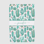 Serviette De Golf Monographie du motif blanc blanc vert cactus (Devant)