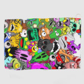 Serviette De Golf Monstres caractères mignons Motif d'Halloween (Horizontal)