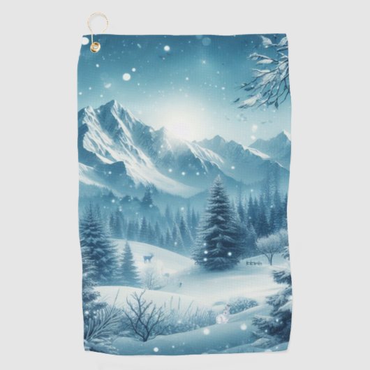 Serviette De Golf Montagne d'hiver de neige (Devant)