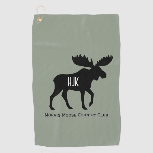 Serviette De Golf Moose Silhouette Nom personnalisé Faune Animaux sa (Devant)
