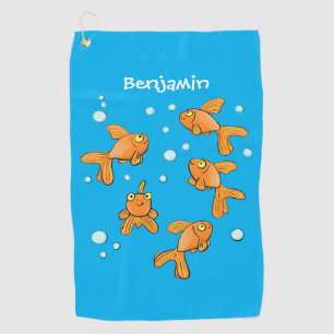 Serviette De Golf Morceau de poisson rouge orange mignon sur dessin 