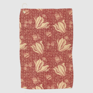 Serviette De Golf Morris Inspiré Lily Flower Botanique Rouge Textile