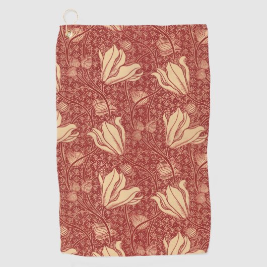 Serviette De Golf Morris Inspiré Lily Flower Botanique Rouge Textile (Devant)