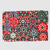 Serviette De Golf Mosaïque de kaléidoscope hexagone d'échecs, rouge  (Horizontal)