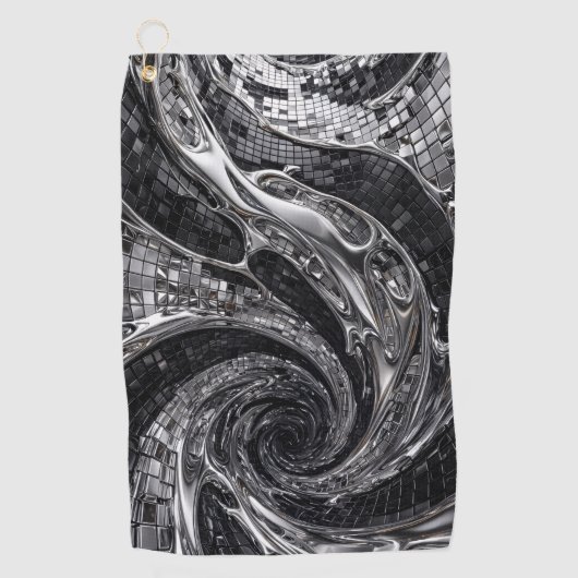 Serviette De Golf Mosaïque liquide chrome argent (Devant)