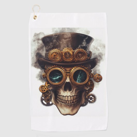 Serviette De Golf Moteur de crâne Steampunk (Devant)