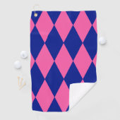 Serviette De Golf Motif à carreaux Harlequin rose et bleu (En situation)