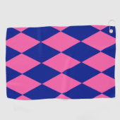 Serviette De Golf Motif à carreaux Harlequin rose et bleu (Horizontal)