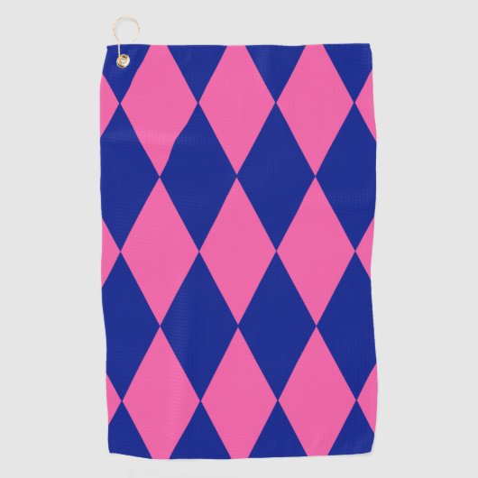 Serviette De Golf Motif à carreaux Harlequin rose et bleu (Devant)