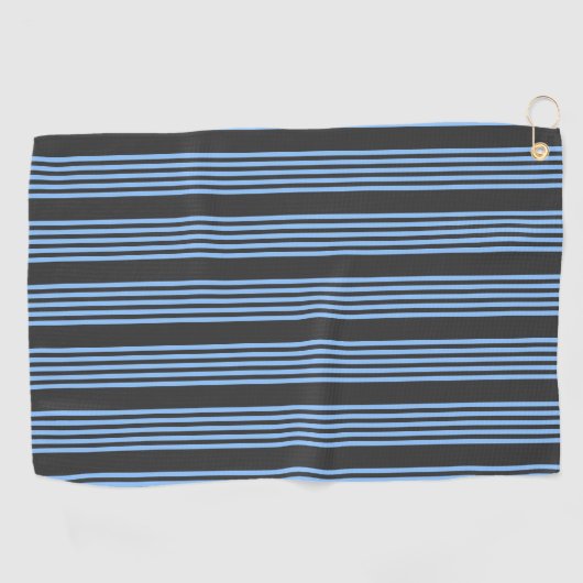 Serviette De Golf Motif à cinq bandes bleu et charbon (Horizontal)