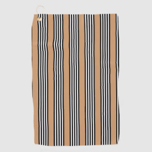 Serviette De Golf Motif à cinq bandes noir et blanc avec bronzage