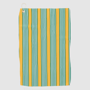 Serviette De Golf Motif à cinq bandes vert et blanc avec jaune