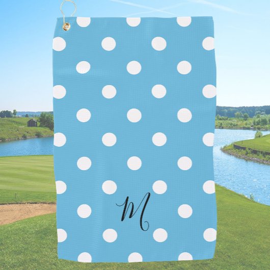 Serviette De Golf Motif à pois bleus classiques Monogramme