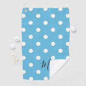 Serviette De Golf Motif à pois bleus classiques Monogramme (En situation)