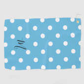 Serviette De Golf Motif à pois bleus classiques Monogramme (Horizontal)