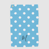 Serviette De Golf Motif à pois bleus classiques Monogramme (Devant)